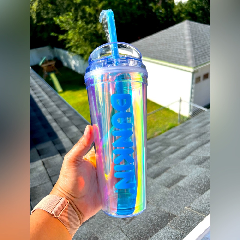COPY - New Dunkin Donuts - 24oz Blue Insulated Travel Cup Tumbler w/ Straw 2023